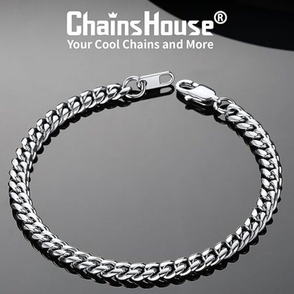 Cuban Link Bracelet for Men 10MM Width Cuban Wrist Bracelets 7.5" Length - Picture 4 of 6